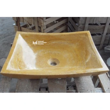 Yellow Travertine Bowl Square Sink