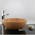 Yellow Travertine Round Washbasin