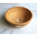 Yellow Travertine Round Washbasin