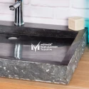 Black Marble Slim Split Face Rectangular Sink