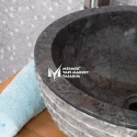 Black Marble Design Split Face Outside Round Washbasin