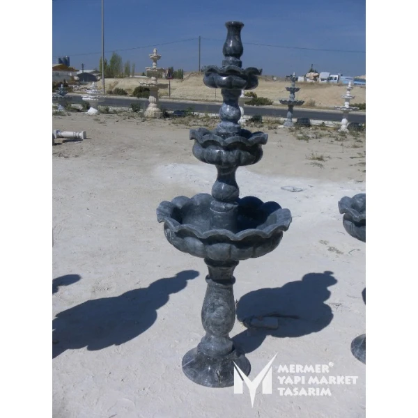 Black Marble Melon Sliced Frilly Design Pool Fountain