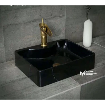 Toros Black Oval Edge Square Sink - With Faucet Outlet