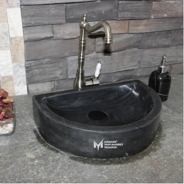 Toros Black D Model Mini Marble Washbasin