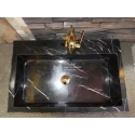 Toros Black Split Face Outside Deep Rectangular Sink - With Faucet Outlet