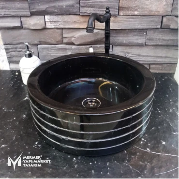 Toros Black Special Design Cylinder Washbasin