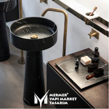 Toros Black Footed Pedestal Sink - With Roll Bowl