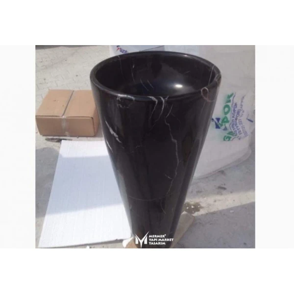 Toros Black Vase Design Pedestal Sink
