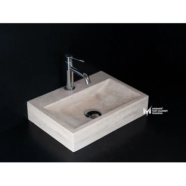Travertine Square Sink - With Faucet Outlet