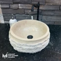 Travertine Design Split Face Cylinder Washbasin