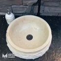 Travertine Design Split Face Cylinder Washbasin