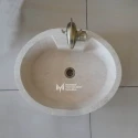 Travertine Scracht Outside Boat Washbasin - With Faucet Hole