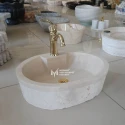 Travertine Scracht Outside Boat Washbasin - With Faucet Hole