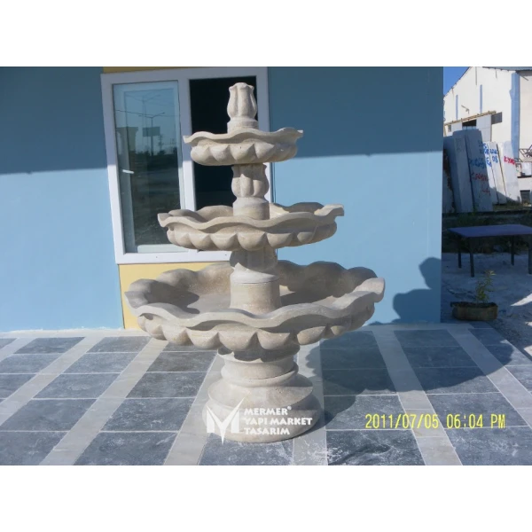 Travertine Pool Fountain - With Large Bowl