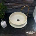 Travertine Groove Design Round Washbasin