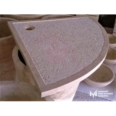 Travertine Oval Edge Rough Surface Shower Tray