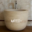 Travertine Oval Water Bucket Design Washbasin