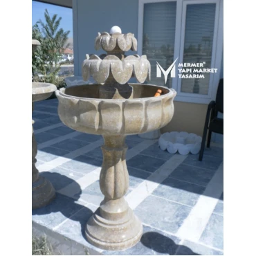 Travertine Leaf Design Long Footed Saloon Fountain
