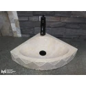 Travertine Triangle Patterned Washbasin - With Faucet Outlet