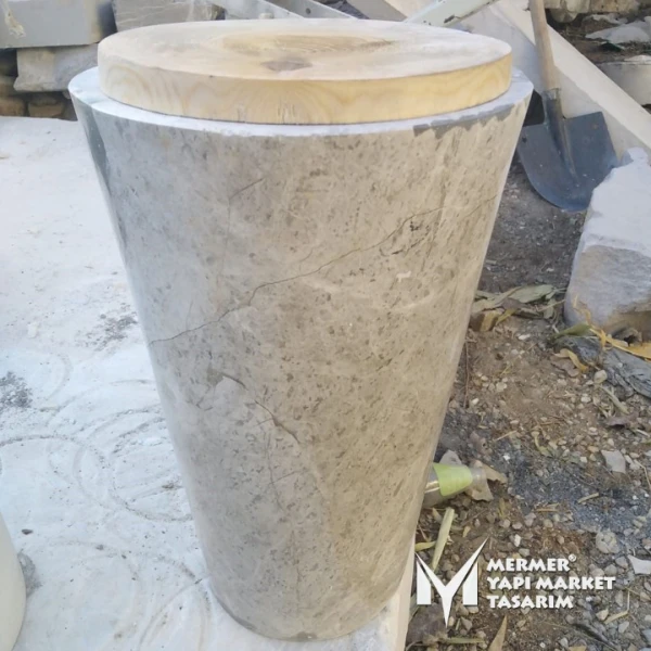 Tundra Gray Marble Seat - With wood Design