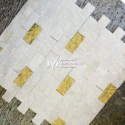 White Marble - Gold Mix Split Face Mosaic