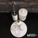 White Marble Silver Apparatus 7-Piece Bathroom Set