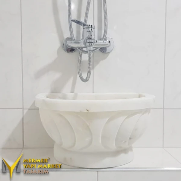 White Marble Moon D Design Hammam Sink