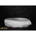 Gray Marble Pebble Sink with Soap Dispenser