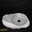 Gray Marble Pebble Sink with Soap Dispenser