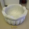 White Marble Frilly Melon Sliced Desing Hammam Sink