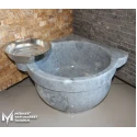 Afyon Gray Marble Straight Corner Hammam Sink