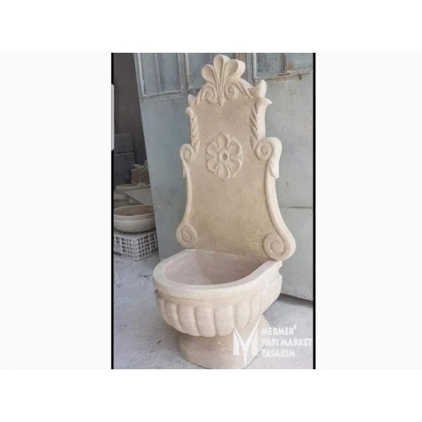 Travertine Melon Sliced Embroidered Short Length Fountain