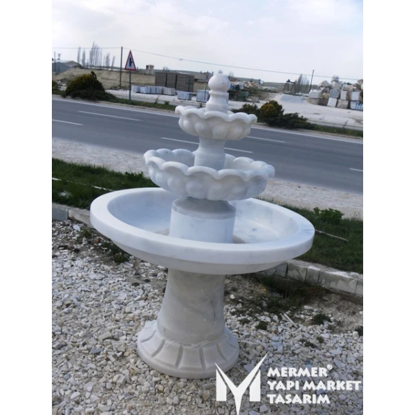 Cloudy White Marble Three Bowl Saloon Sp...