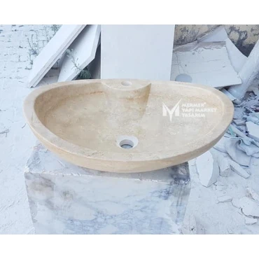 Travertine With Faucet Outlet Ellipse Washbasin
