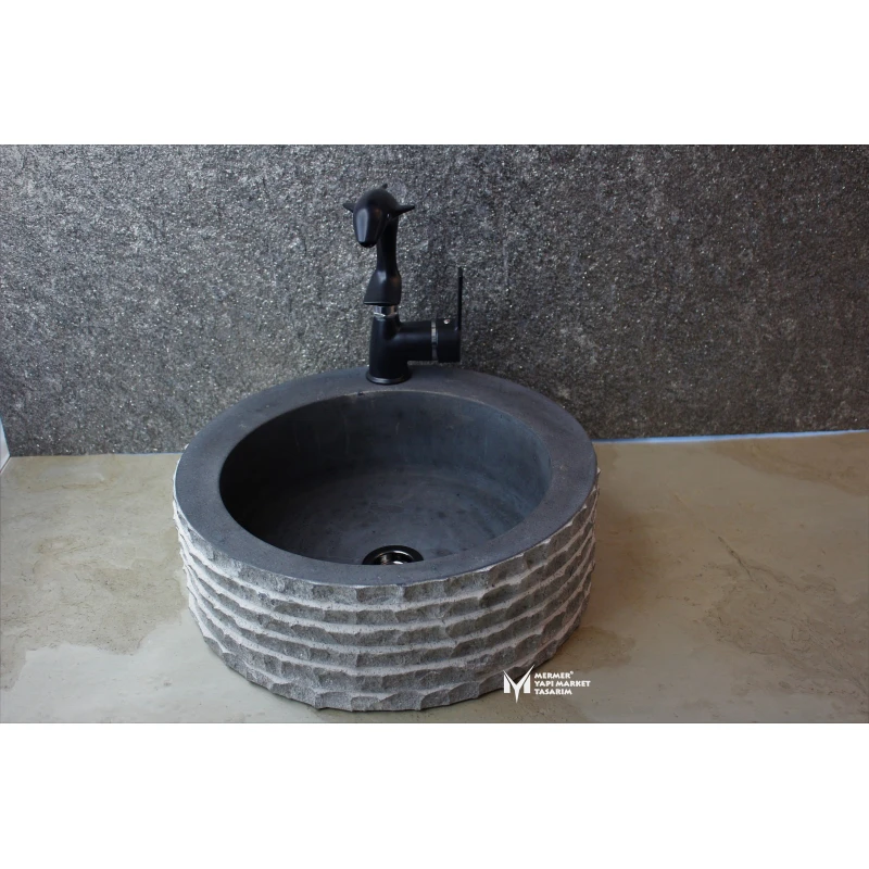 Basalt Black Split Face Faucet Outlet Roll Washbasin