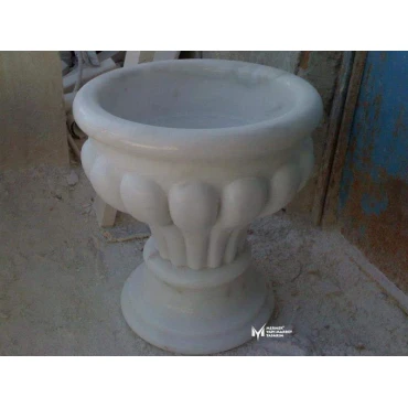 Afyon White Marble Embroidered Outside Flowerpot