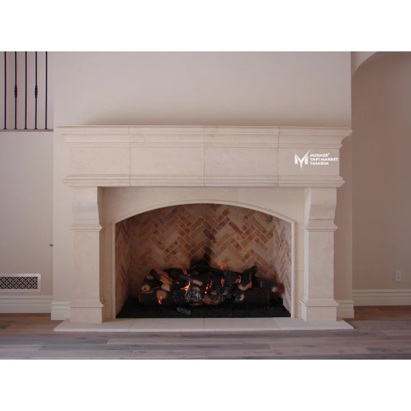 Limestone White Pieced Fireplace