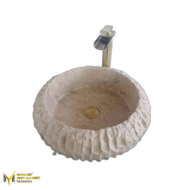 Traverten Dikey Patlatma Lavabo