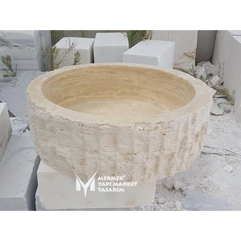 Traverten Dışı Dikey Patlatma Silindir Lavabo