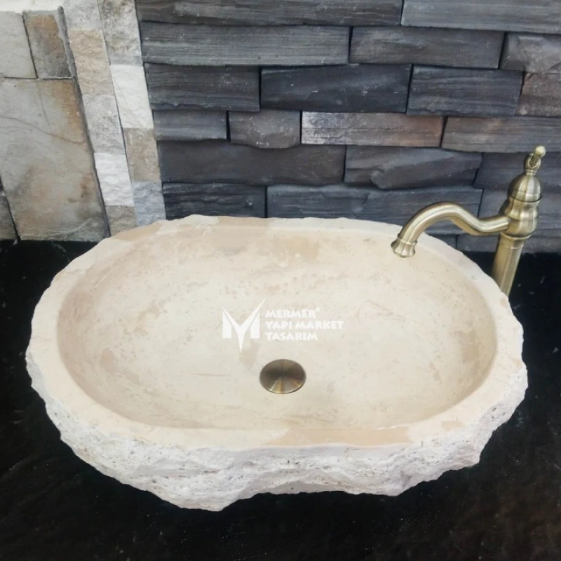 Traverten Dışı Patlatma Kayık Lavabo
